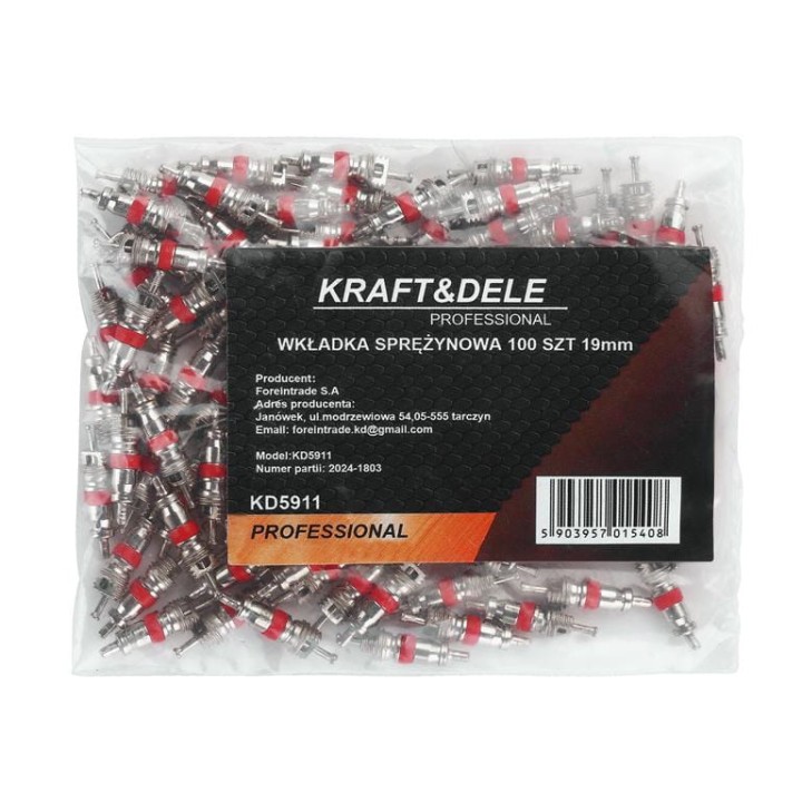 WKŁADKA SPRĘŻYNOWA DO WENTYLI - KOMINEK 100 SZTUK 19MM