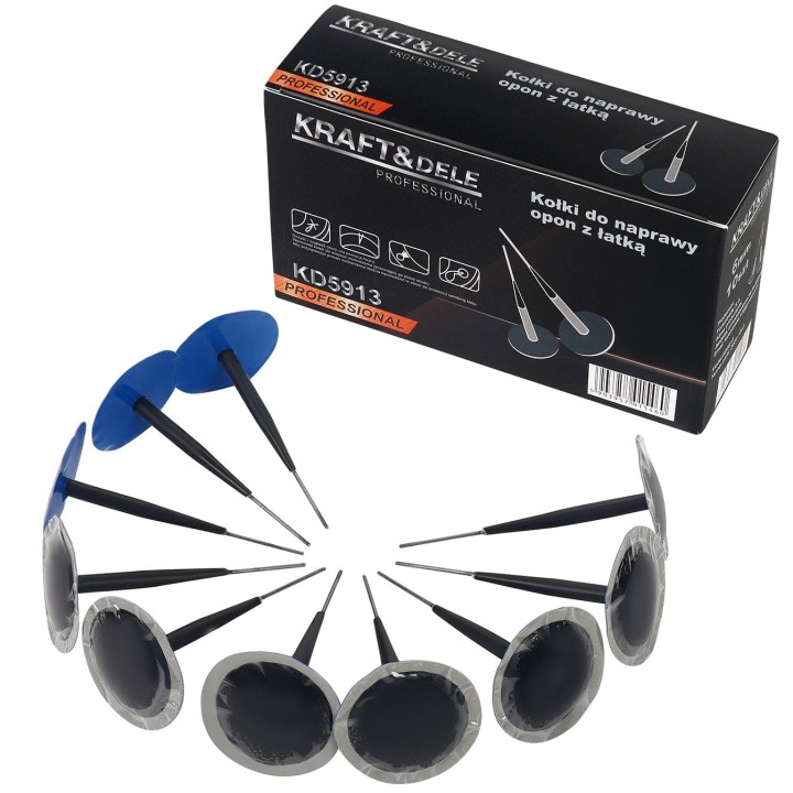 Kołki do naprawy opon z łatką 6mm 10 sztuk