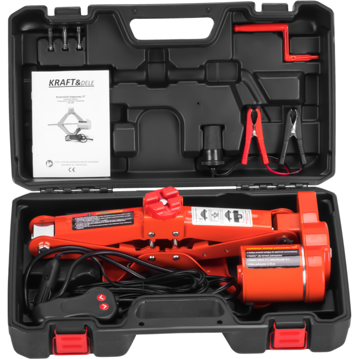 LEWAREK SAMOCHODOWY ELEKTRYCZNY PODNOŚNIK TRAPEZOWY 12V 3T WALIZKA 12-35cm