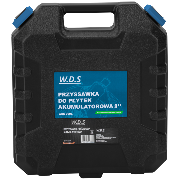 Przyssawka akumulatorowa 200mm 200kg USB-C do płytek + walizka
