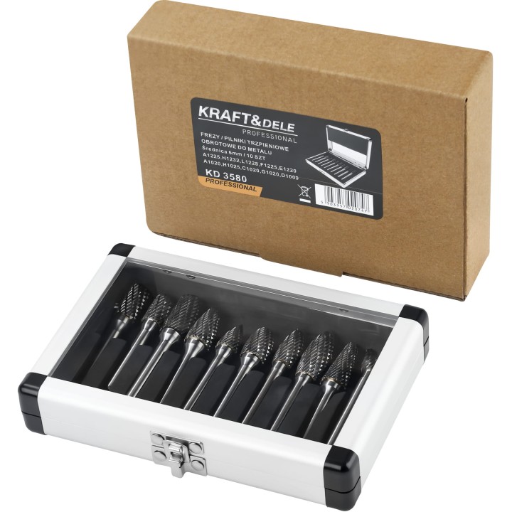 FREZY/PILNIKI TRZPIENIOWE DO METALU 6mm 10szt. + etui
