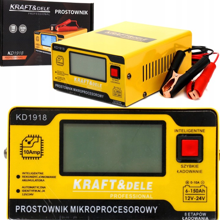 Prostownik MIKROPROCESOROWY Samochodowy 12/24V 10A