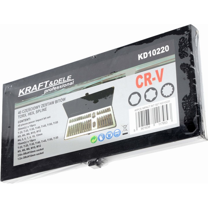Komplet zestaw Bitów TORX, HEX, SPLINE 40el. + walizka