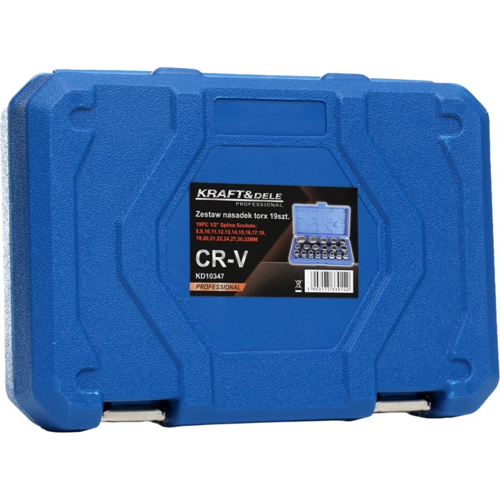 Zestaw nasadek TORX zestaw nasadek 19szt. 1/2"  8-32mm + walizka