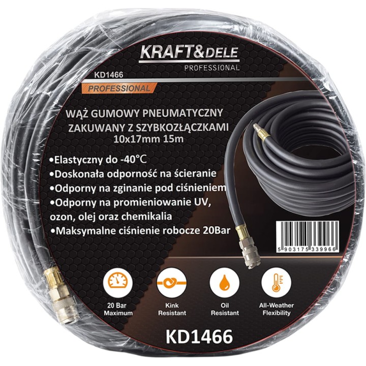 Wąż pneumatyczny zakuwany 10x17mm 15m przewód do kompresora