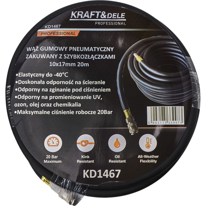 Wąż pneumatyczny zakuwany 10x17 mm 20m przewód do kompresora