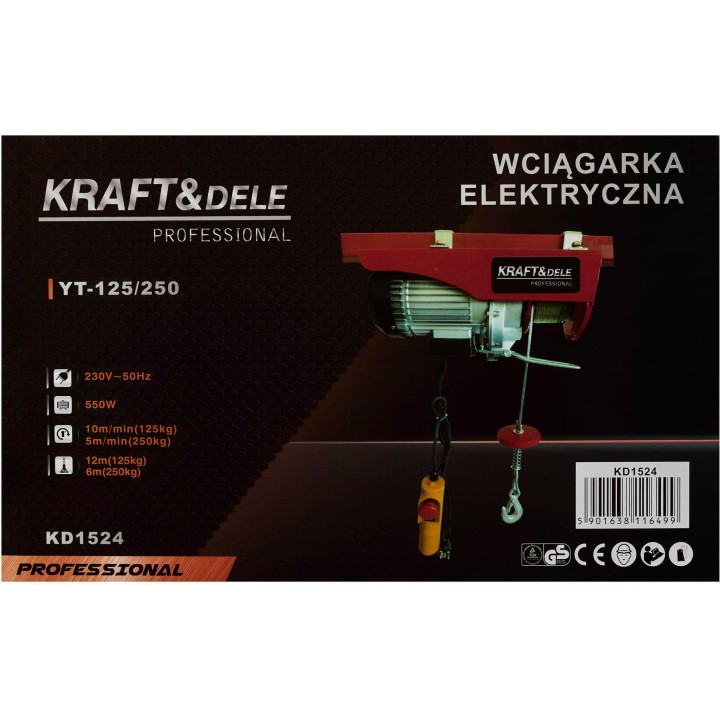 Wyciągarka elektryczna wyciągarka linowa 250kg / 125kg 12m