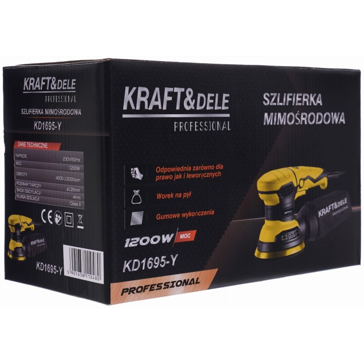 Szlifierka mimośrodowa 1200W elektryczna z regulacją 125mm + worek