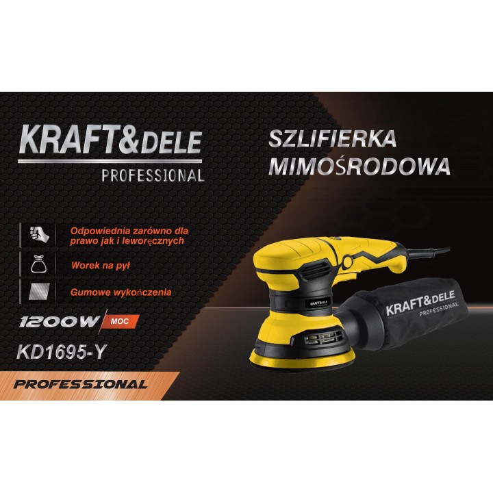 Szlifierka mimośrodowa 1200W elektryczna z regulacją 125mm + worek