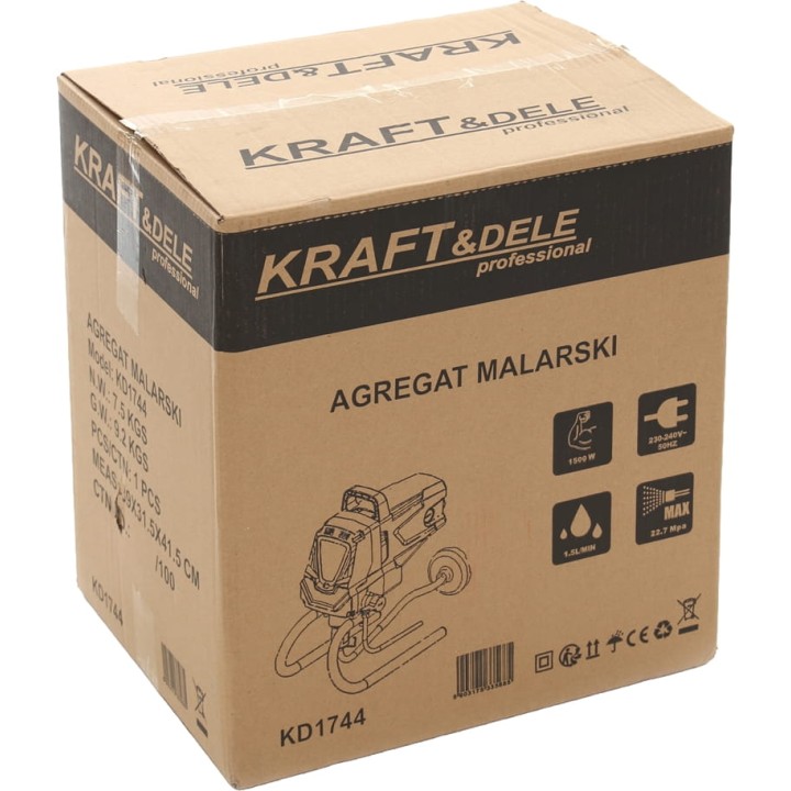 Agregat malarski tłokowy 1500W PISTOLET HYDRODYNAMICZNY ZESTAW