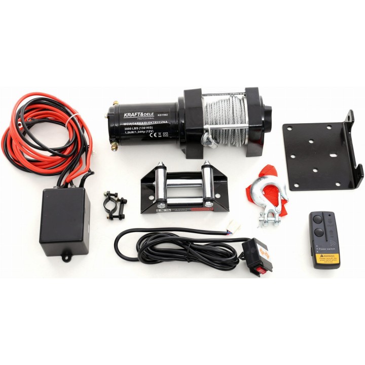 Wyciągarka - Wciągarka elektryczna  3000LBS 12V do quada off-road + pokrowiec