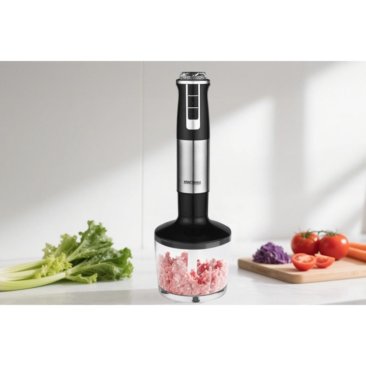 MOCNY BLENDER RĘCZNY WIELOFUNKCYJNY MIKSER 1500W SREBRNY BOGATY ZESTAW