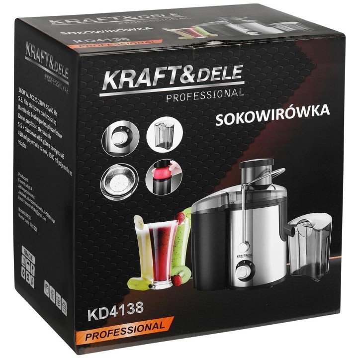 Sokowirówka wyciskarka do soków 1600W 450ml srebrny/szary