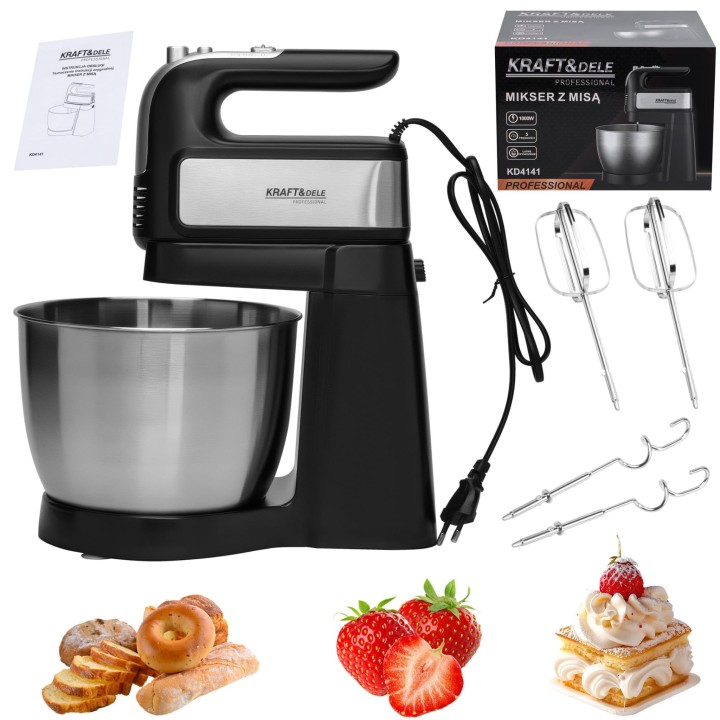 MIKSER KUCHENNY ROBOT RĘCZNY Z MISĄ 1000W 4,5L SOLIDNY