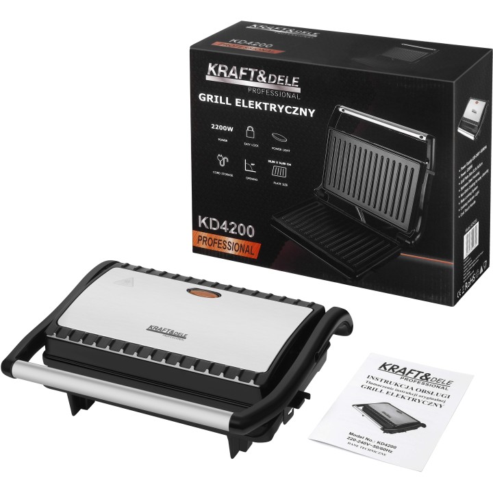 Grill elektryczny 2200W 22x14 cm opiekacz
