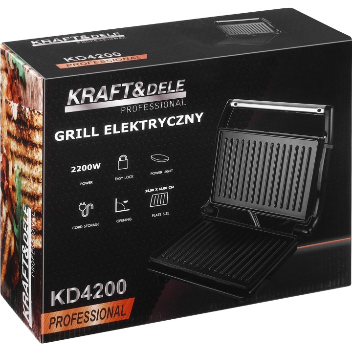 Grill elektryczny 2200W 22x14 cm opiekacz