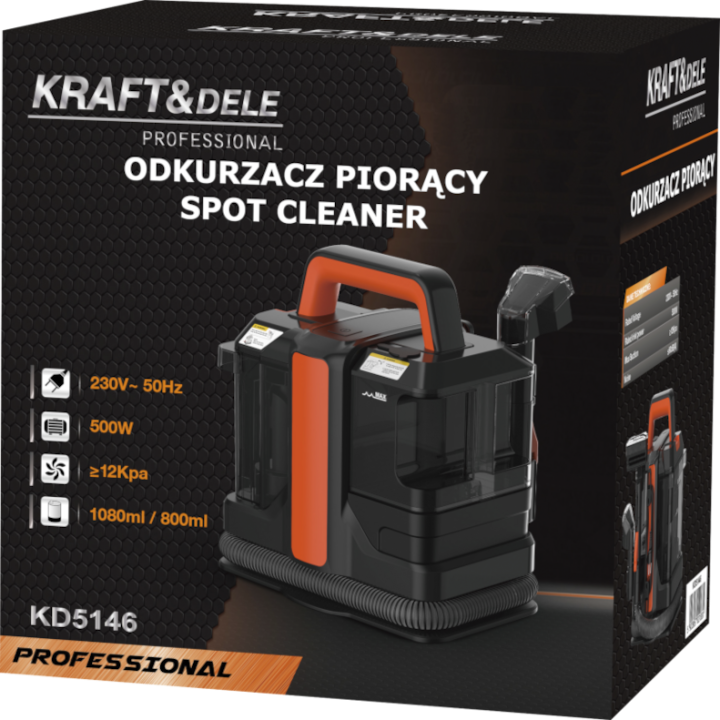 ODKURZACZ PIORĄCY DO DYWANÓW TAPICERKI MOKRO SUCHO ZESTAW SPOT CLEAN 500W 12Kpa