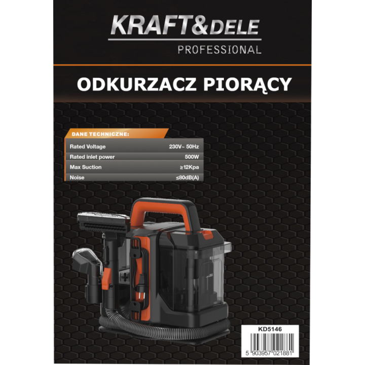 ODKURZACZ PIORĄCY DO DYWANÓW TAPICERKI MOKRO SUCHO ZESTAW SPOT CLEAN 500W 12Kpa