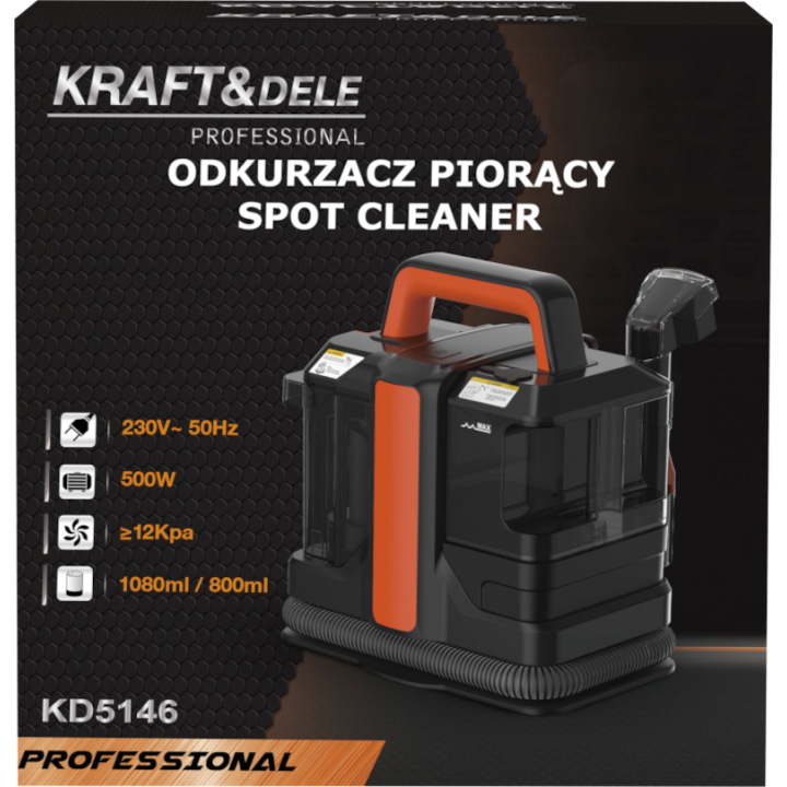 ODKURZACZ PIORĄCY DO DYWANÓW TAPICERKI MOKRO SUCHO ZESTAW SPOT CLEAN 500W 12Kpa