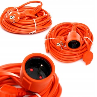 PRZEDŁUŻACZ 20m OGRODOWY BUDOWLANY Z KLAPKĄ KABEL