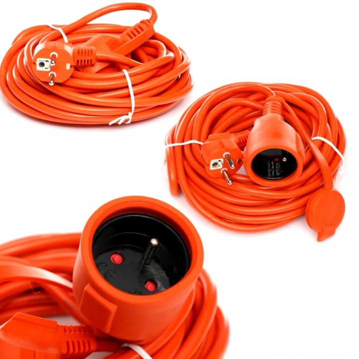 PRZEDŁUŻACZ 20m OGRODOWY BUDOWLANY Z KLAPKĄ KABEL