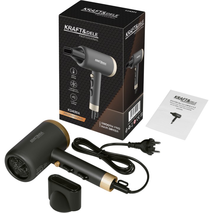 Suszarka do włosów 2200W 2 tryby, 3 poziomy + nasadka