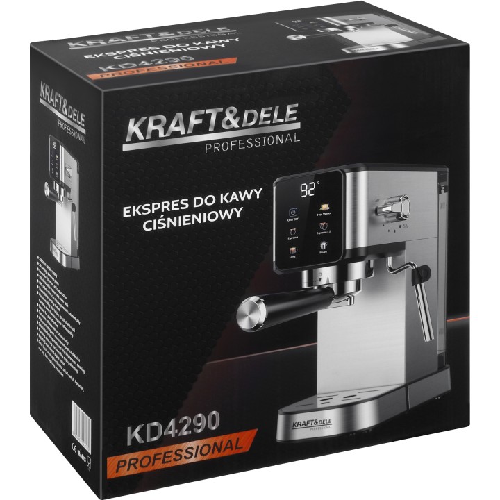 Ekspres do kawy ciśnieniowy kolbowy 1500W 20bar + spieniacz