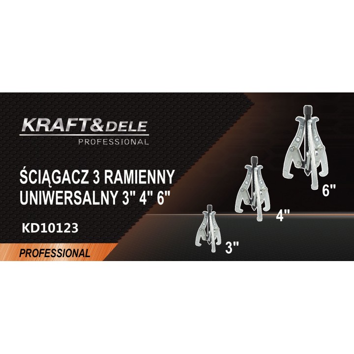 Ściągacz 3-ramienny uniwersalny kpl.  zestaw ściągaczy 3-6cali