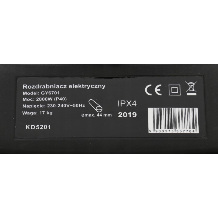 ROZDRABNIACZ DO GAŁĘZI, RĘBAK FREZOWY 2800W 44mm