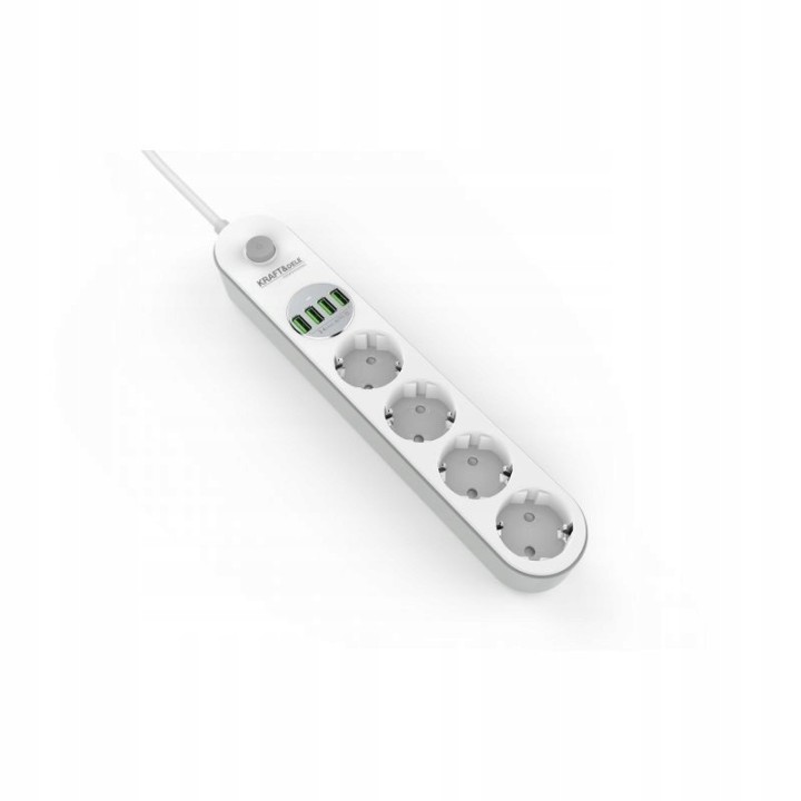 PRZEDŁUŻACZ LISTWA ZASILAJĄCA 5GN + USB 2m + WYŁ