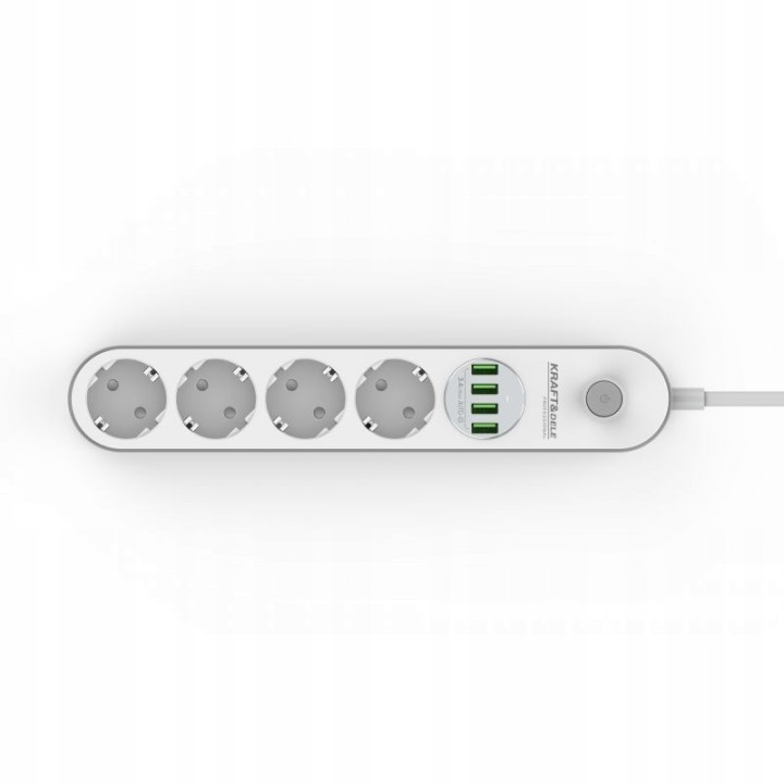 PRZEDŁUŻACZ LISTWA ZASILAJĄCA 5GN + USB 2m + WYŁ