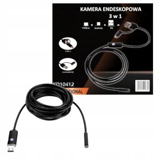 ENDOSKOPOWA KAMERA INSPEKCYJNA 3w1 5m LED USB-c do telefonu
