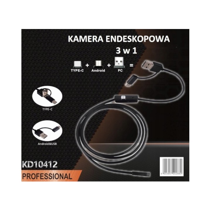 ENDOSKOPOWA KAMERA INSPEKCYJNA 3w1 5m LED USB-c do telefonu