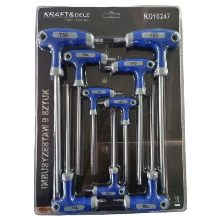 KLUCZE IMBUSOWE Z UCHWYTEM TORX IMBUSY ZESTAW 9 EL GWIAZDKOWE