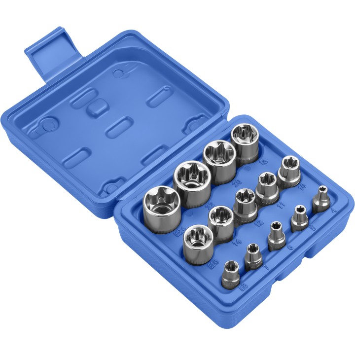Zestaw nasadek TORX 14 el. 4-24mm wewnętrzne + walizka