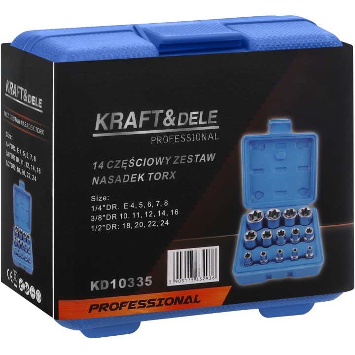 Zestaw nasadek TORX 14 el. 4-24mm wewnętrzne + walizka