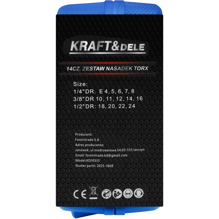 Zestaw nasadek TORX 14 el. 4-24mm wewnętrzne + walizka