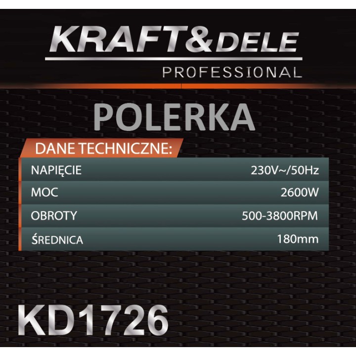 Polerka elektryczna samochodowa 2600W 180 mm z regulacją + futerko