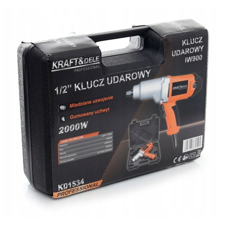 UDAROWY KLUCZ ELEKTRYCZNY do kół 1/2' 2000W 800Nm