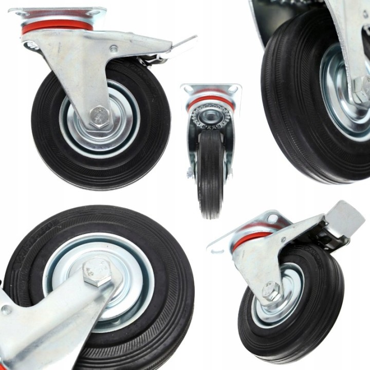 KÓŁKO Z HAMULCEM 125MM 5" DO WÓZKA WÓZKÓW