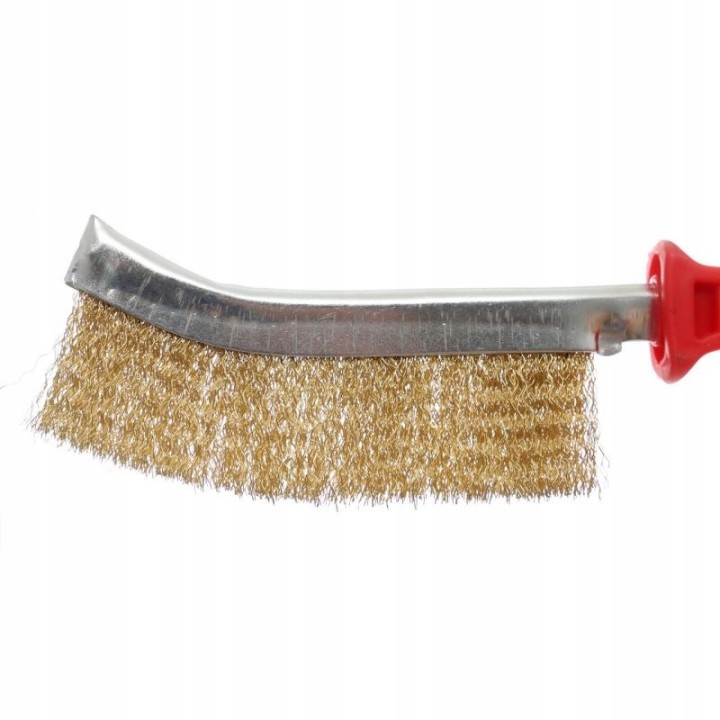 SZCZOTKA DRUCIANA MOSIĘŻNA 140x265mm RĄCZKA PLASTI