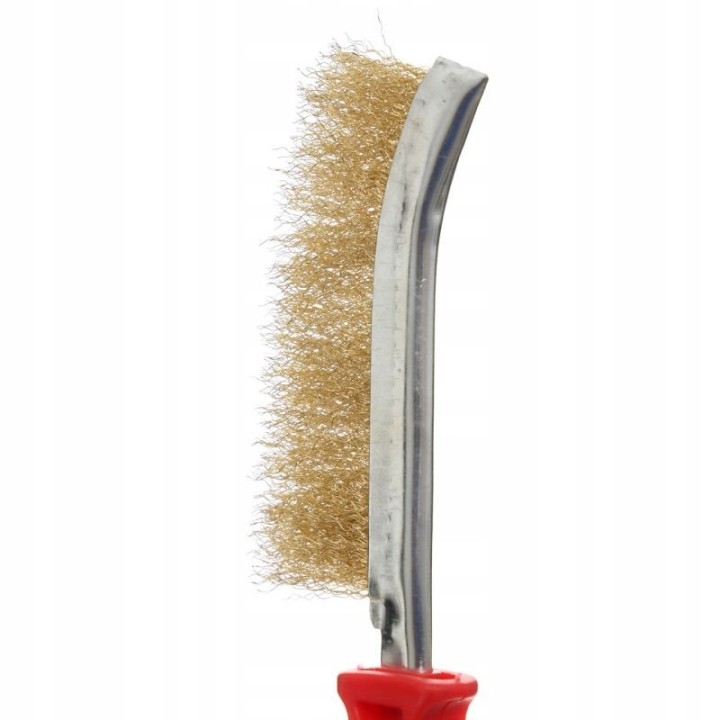 SZCZOTKA DRUCIANA MOSIĘŻNA 140x265mm RĄCZKA PLASTI