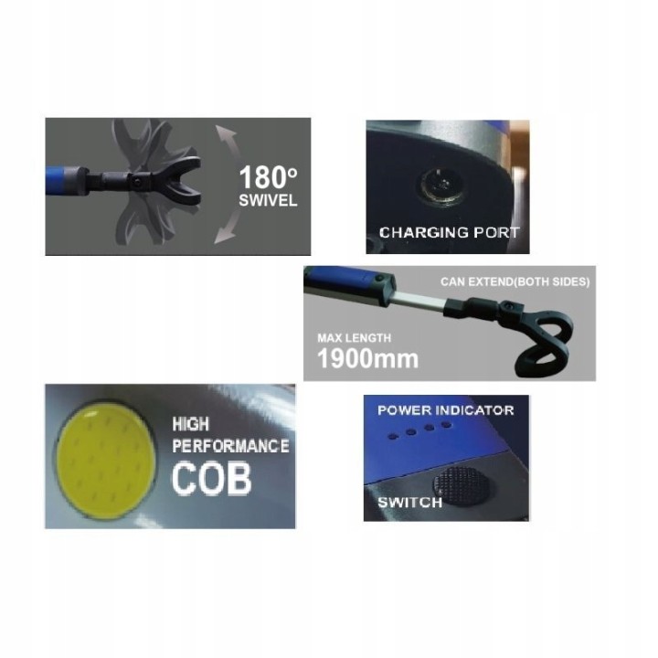 LAMPA WARSZTATOWA LED POD MASKĘ LATARKA LAMPA KOMORY SILNIKA AKU 1000lm