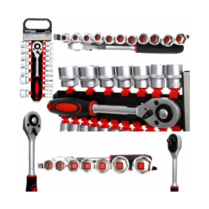 KOMPLET NASADEK Z GRZECHOTKĄ 1/2" 19el ZESTAW